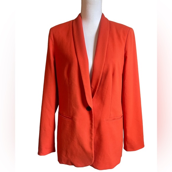 Coldwater Creek Jackets & Blazers - Coldwater Creek Orange Soho Twill One Button Blazer Jacket Size 10 Pockets